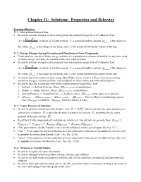 Chapter 11: Solutions: Properties and Behavior