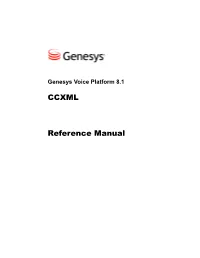 Genesys Voice Platform 8.1 CCXML Reference Manual