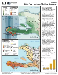 Haiti: Post-Hurricane Matthew Snapshot HUMANITARIAN INFORMATION UNIT