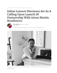 Julian Lennon Discusses Art As a Calling Upon Launch of Partnership with Aston Martin Residences