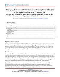 M3AAWG Best Common Practices for Mitigating Abuse of Web Messaging Systems, Version 1.1 Updated March 2019 (2010)