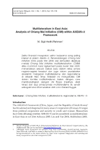 Analysis of Chiang Mai Initiative (CMI) Within ASEAN+3 Framework