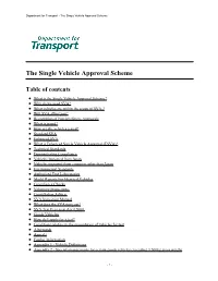 Department for Transport - the Single Vehicle Approval Scheme