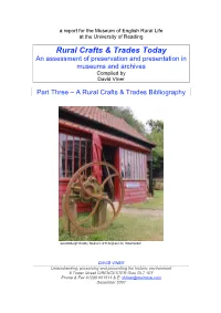 Rural Crafts and Trades Collections Today, Part Three – Bibliography
