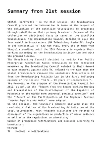 Summary from 21St Session