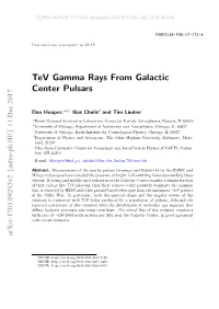 Tev Gamma Rays from Galactic Center Pulsars