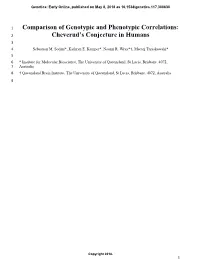 Comparison of Genotypic and Phenotypic Correlations: Cheverud's Conjecture in Humans