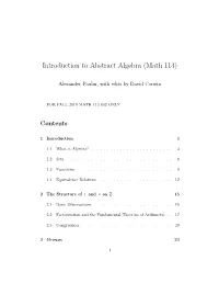 Introduction to Abstract Algebra (Math 113)