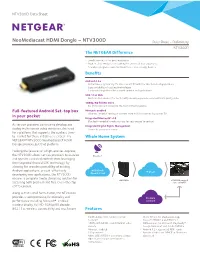 Neomediacast HDMI Dongle – NTV300D Data Sheet - Preliminary NTV300D the NETGEAR Difference