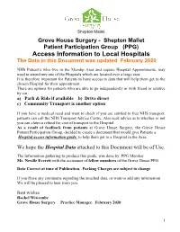 (PPG) Access Information to Local Hospitals the Data in This Document Was Updated February 2020