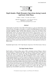 Bepicolombo: Flight Dynamics Operations During Launch and Early Orbit Phase