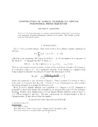 Construction of Normal Numbers Via Pseudo Polynomial Prime Sequences