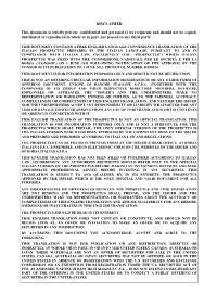 DISCLAIMER This Document Is Strictly Private, Confidential