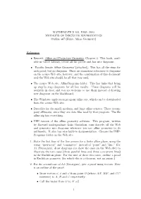 (Finite Affine Geometry) References • Bennett, Affine An