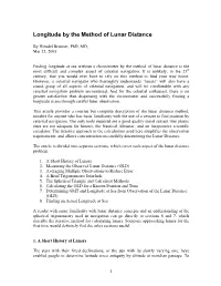 Longitude by the Method of Lunar Distance