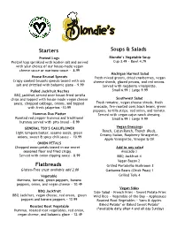 Starters Flatbreads Soups & Salads
