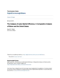 The Analysis of Labor Market Efficiency: a Comparative Analysis of Maine and the United States