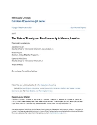 The State of Poverty and Food Insecurity in Maseru, Lesotho
