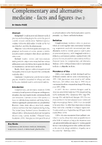 Complementary and Alternative Medicine - Facts and Figures(Part I)