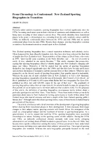 From Chronology to Confessional: New Zealand Sporting Biographies in Transition