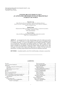 Part I. an Annotated Checklist of Extant Brachyuran Crabs of the World