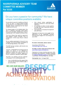 Ref XXXX WARRIPARINGA ADVISORY TEAM COMMITTEE
