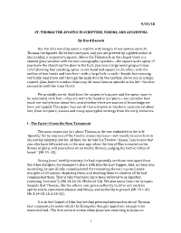 St. Thomas the Apostle in Scripture, Visions and Apocrypha