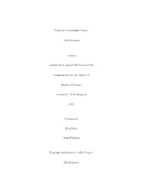 Topics in Continuum Theory John Samples a Thesis Submitted in Partial Fulfillment of the Requirements for the Degree of Master O