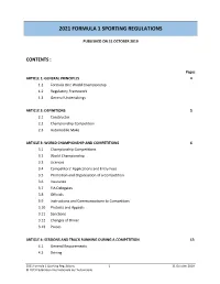 2021 Formula 1 Sporting Regulations