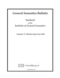 General Semantics Bulletin