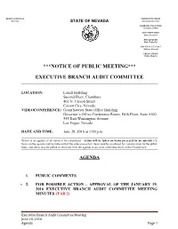 ***Notice of Public Meeting*** Executive Branch Audit