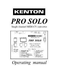 PRO SOLO Single Channel MIDI-CV Converter
