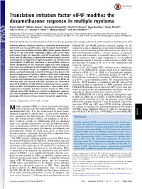 Translation Initiation Factor Eif4f Modifies the Dexamethasone Response in Multiple Myeloma