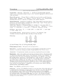 Uranophane Ca(UO2)2(Sio3oh)2 ² 5H2O C 2001 Mineral Data Publishing, Version 1.2 ° Crystal Data: Monoclinic