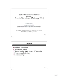 COEN-4710 Computer Hardware Lecture 1 Computer Abstractions and Technology (Ch.1)
