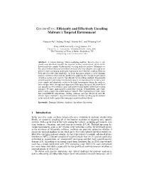 GOLDENEYE: Efﬁciently and Effectively Unveiling Malware’S Targeted Environment