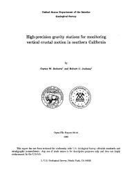 High-Precision Gravity Stations for Monitoring Vertical Crustal Motion in Southern California