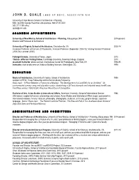 JOHN D. QUALE LEED AP BD+C, ASSOCIATE AIA University of New