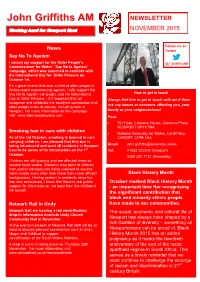 John Griffiths AM NEWSLETTER