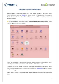 Labcollector MAC Installation