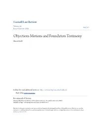 Objections Motions and Foundation Testimony Mason Ladd