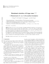 Rotational Velocities of A-Type Stars I. Measurement of Vsini in the Southern Hemisphere