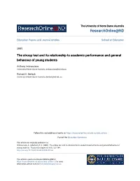 Stroop Test and Its Relationship to Academic Performance and General Behaviour of Young Students