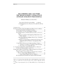 The Misuse of Reply Affidavits in Summary Judgment Proceedings