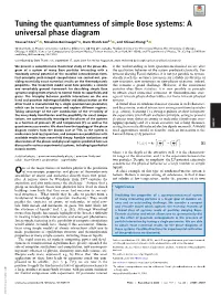 Tuning the Quantumness of Simple Bose Systems: a Universal Phase