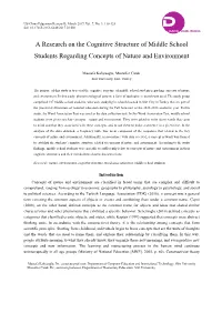 A Research on the Cognitive Structure of Middle School Students Regarding Concepts of Nature and Environment