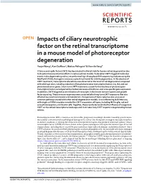 Impacts of Ciliary Neurotrophic Factor on the Retinal Transcriptome in a Mouse Model of Photoreceptor Degeneration