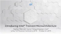 Introducing Intel® Tremont Microarchitecture