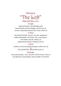 "The Loft" Menus for Web Site Jan 2021