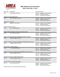 Bills Signed by the Governor Report Date: May 13, 2021
